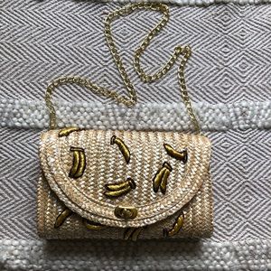 Fun straw banana print crossbody